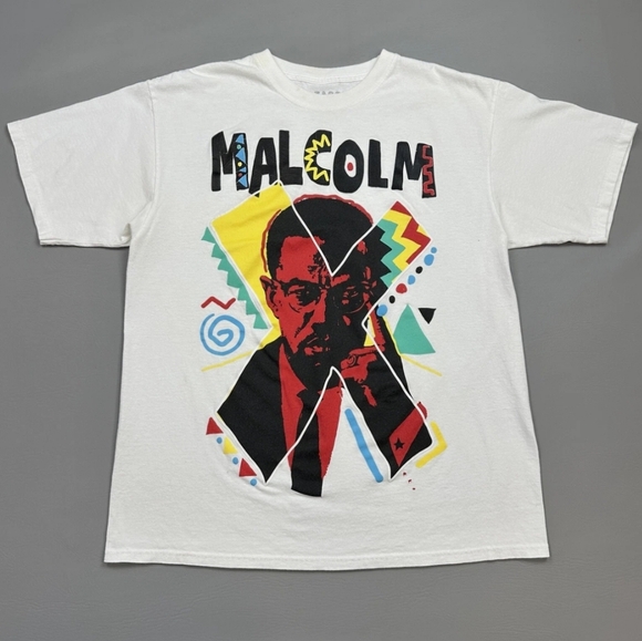 Men's Malcolm X White Graphic T-Shirt with Colorful Design - Picture 3 of 10